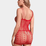 Διχτυωτό κόκκινο bodystocking με στρασάκια - Image 2